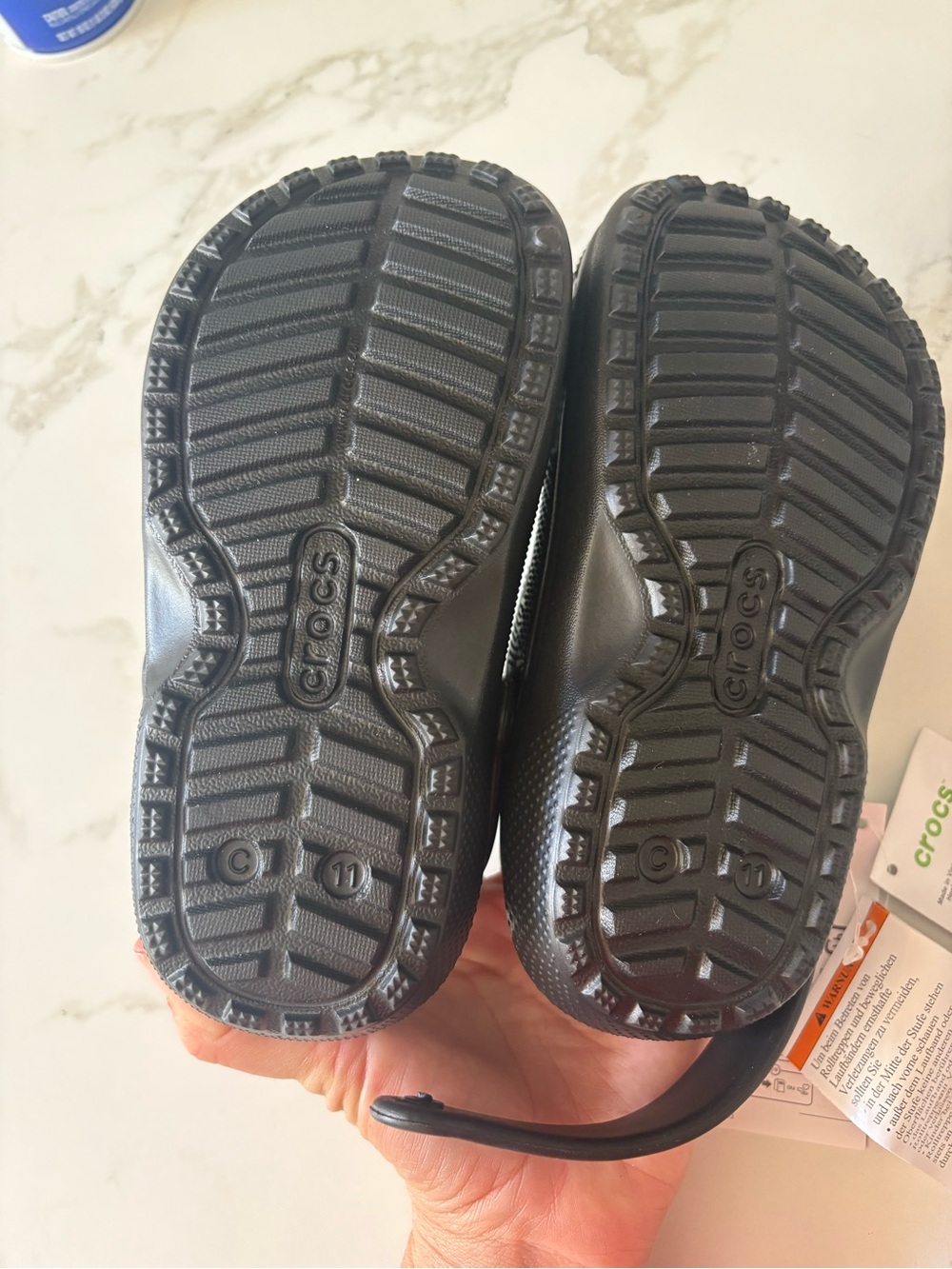 CROCS Kids Black Faux-Fur Lined Clog 11 *Flaw - Picture 3 of 5